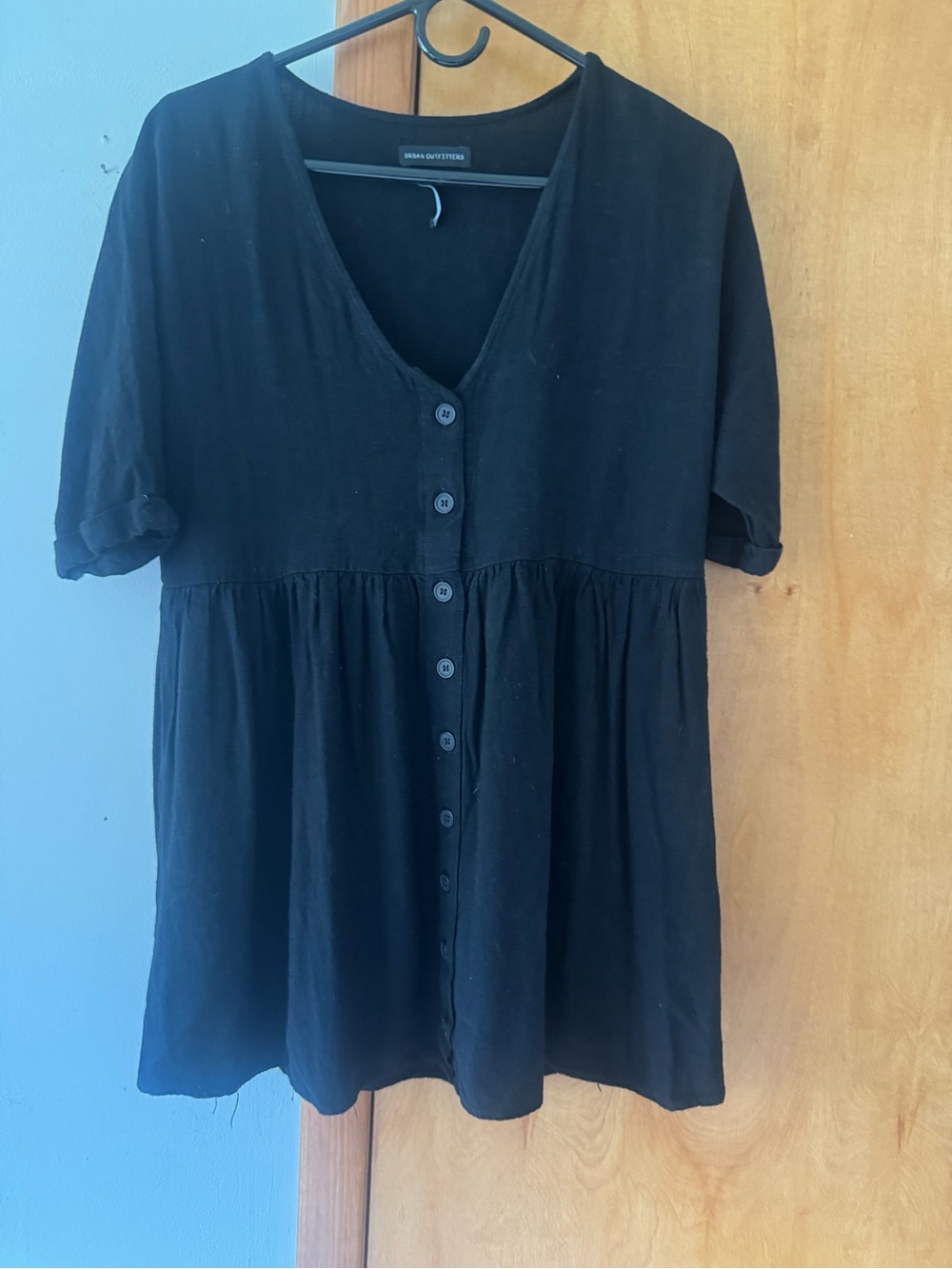 Urban Outfitters Black Button-Front Babydoll Top